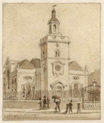 St Mary, Whitechapel, Londyn (wc na papierze) autorstwa English School
