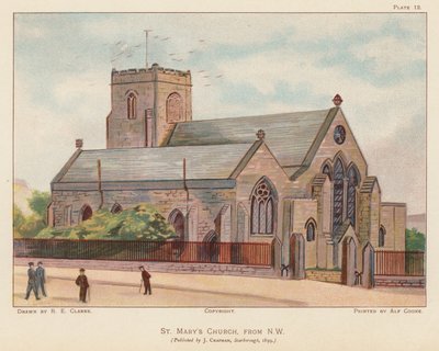 Kościół Mariacki, Scarborough (kolorowa litografia) autorstwa English School