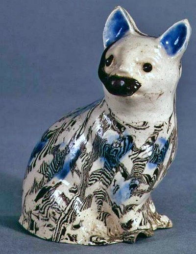 Staffordshire Solid Agate cat, ok.1745 (ceramika) autorstwa English School