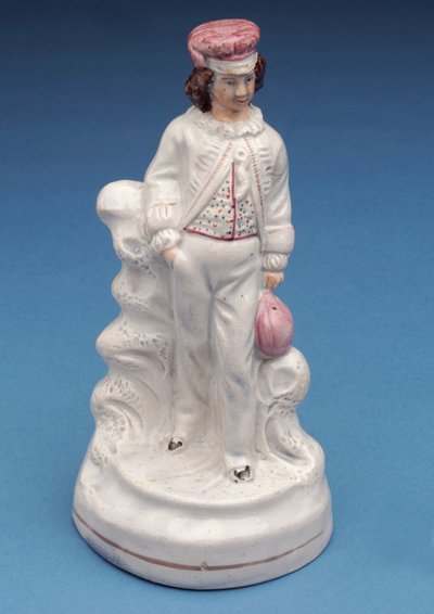 Figurka Staffordshire chłopca ze szkoły rugby, ok. 1860 (ceramika) autorstwa English School