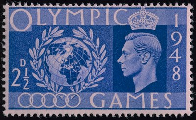 Znaczek upamiętniający Igrzyska Olimpijskie w Londynie w 1948 r. autorstwa English School