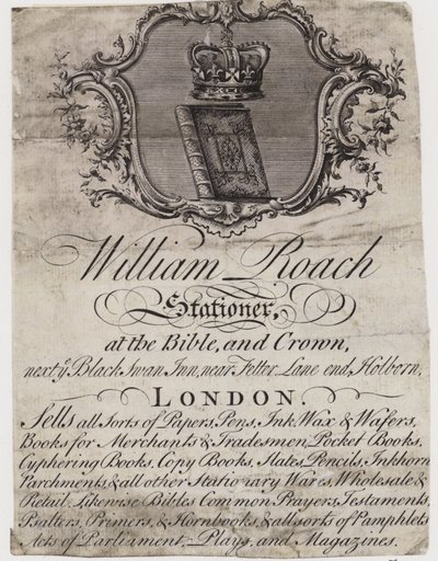 Papeteria, William Roach, karta handlowa autorstwa English School