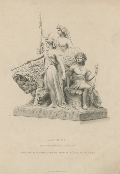 Statua przedstawiająca Amerykę, która zdobi Pomnik Alberta autorstwa English School