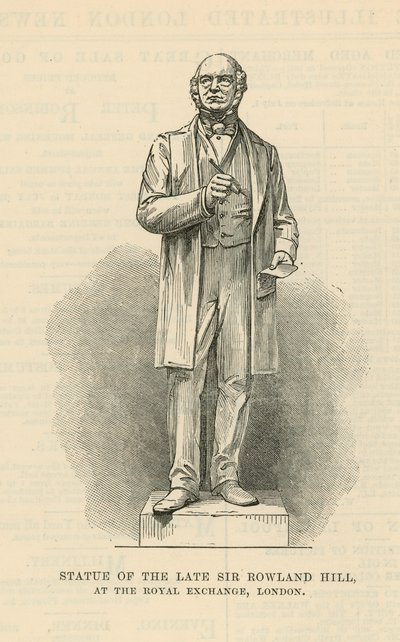 Posąg zmarłego Sir Rowlanda Hilla autorstwa English School