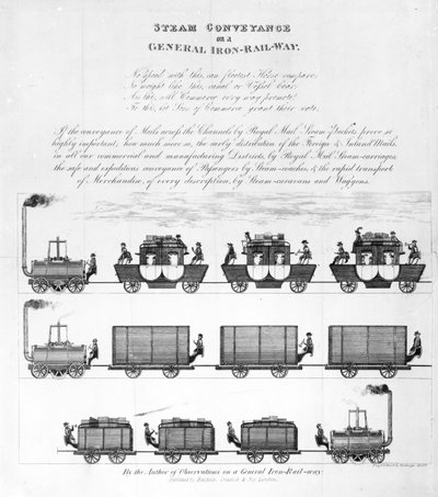 Transport parowy na General Iron-Railway, 1825 (grawerowanie) autorstwa English School