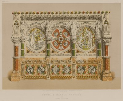 Reredos z kamienia i marmuru firmy Earp, Londyn (chromolit) autorstwa English School