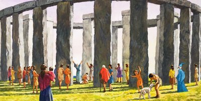 Stonehenge (gwasz na papierze) autorstwa English School