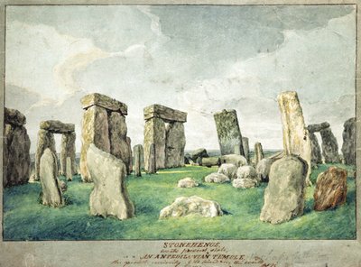 Stonehenge w obecnym stanie, świątynia Anpedilunian, 1821 (wc na papierze) autorstwa English School
