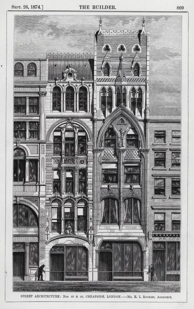 Street Architecture, nr 48 i 49, Cheapside, Londyn (grawerowanie) autorstwa English School