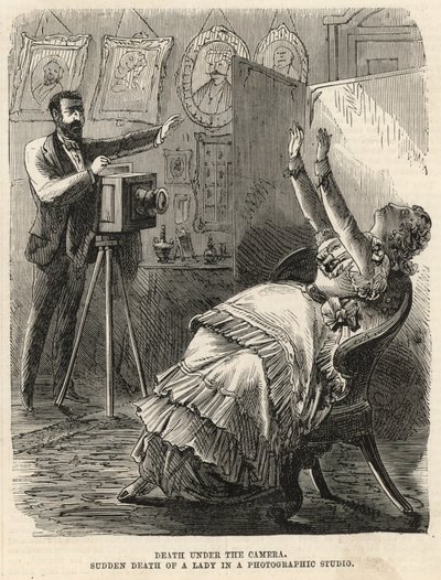 Nagła śmierć kobiety w studiu fotograficznym (grawerunek) autorstwa English School