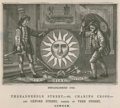 Sun Fire Office, Threadneedle Street, 60 Charing Cross i Oxford Street, Londyn autorstwa English School