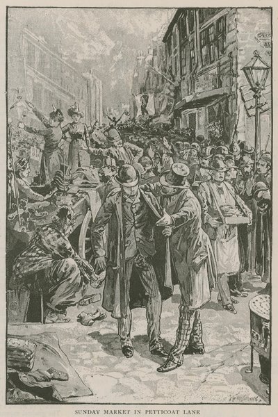 Niedzielny targ w Petticoat Lane autorstwa English School