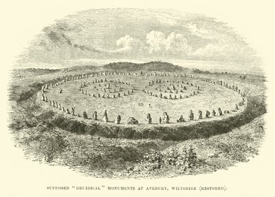 Przypuszczalny remont zabytków druidycznych w Avebury w hrabstwie Wiltshire autorstwa English School