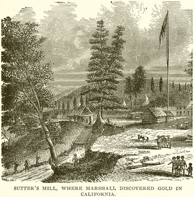 Sutters Mill, gdzie Marshall odkrył złoto w Kalifornii autorstwa English School