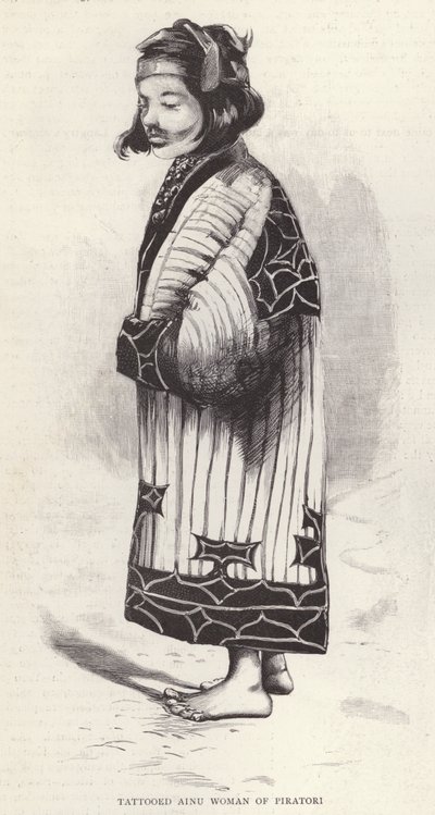 Wytatuowana kobieta Ainu z Piratori, Japonia (lito) autorstwa English School