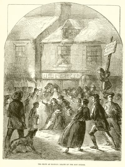Zamieszki na herbatę w Bostonie: Śmierć chłopca Snider autorstwa English School