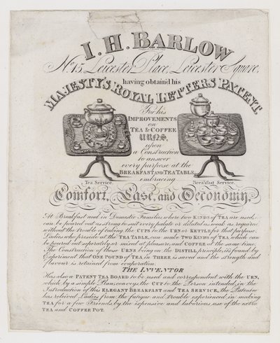 Maszyny do urny, I H Barlow, karta handlowa autorstwa English School