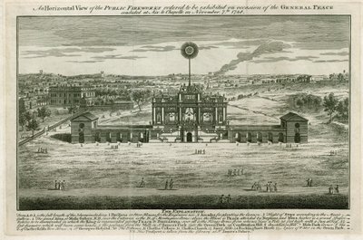 Świątynia na cześć pokoju w Aix la Chapelle 1749 autorstwa English School