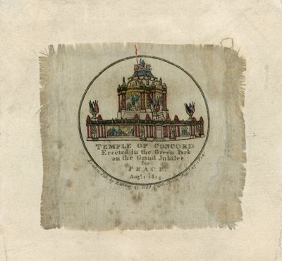 Świątynia Zgody dla uczczenia Pokoju 1814 (druk na jedwabiu) autorstwa English School