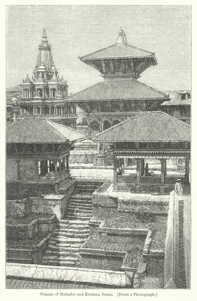 Świątynia Mahadeo i Kryszny, Patan (rycina) autorstwa English School