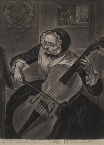Starzejący się Trifler, ok. 1750 (mezzotinta) autorstwa English School