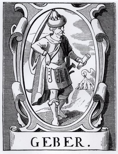 Alchemik Geber (XIV w.) ilustracja z nauki i literatury w średniowieczu i renesansie, napisana i rytowana przez Paula Lacroix, 1878 autorstwa English School