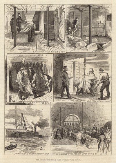 Amerykański handel świeżym mięsem w Glasgow i Londynie autorstwa English School