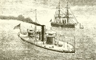 Amerykański dwuwieżowy okręt wojenny Miantonoma i Ironclad autorstwa English School