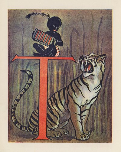 ABC zwierząt: Litera T, Tygrys (kolorowa litografia) autorstwa English School
