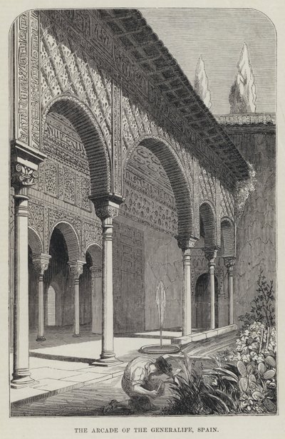 Arkada Generalife, Hiszpania (grafika) autorstwa English School