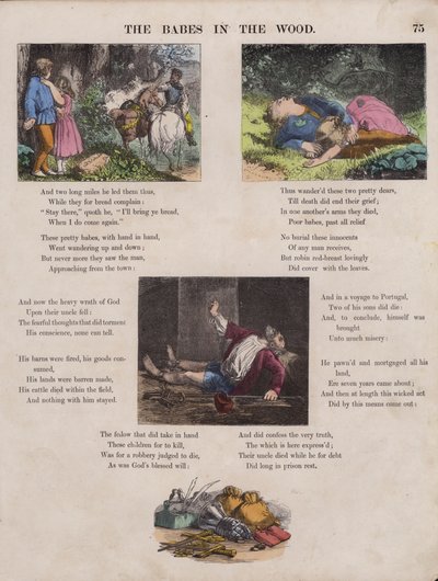 Babes In The Wood (kolorowy grawerunek) autorstwa English School