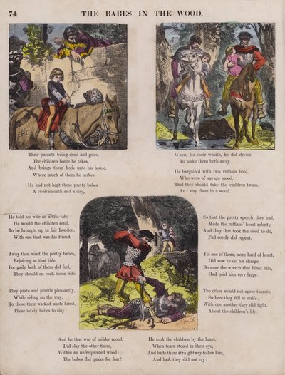 The Babes In The Wood (kolorowy grawerunek) autorstwa English School