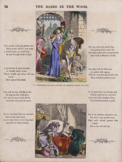 The Babes In The Wood (kolorowy grawerunek) autorstwa English School