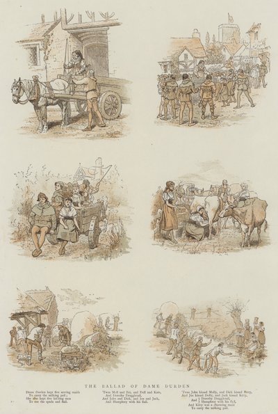 Ballada o Dame Durden (kolorowa litografia) autorstwa English School