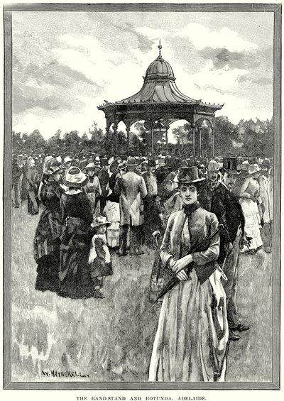 Band-Stand i Rotunda, Adelaide (grawerunek) autorstwa English School