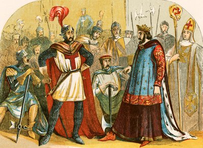 Baronowie biorą udział w sejmie zwołanym przez Henryka III autorstwa English School