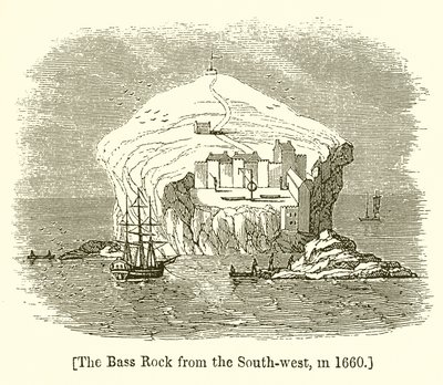 Bass Rock z południowego zachodu, w 1660 r autorstwa English School
