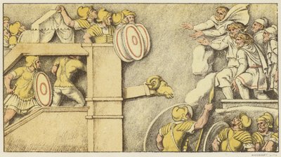 The Battering Ram (kolorowa litografia) autorstwa English School
