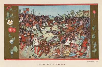 Bitwa pod Flodden (kolorowa litografia) autorstwa English School