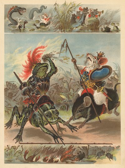 Bitwa żab i myszy (chromolitho) autorstwa English School