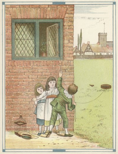 The Bird Catcher (kolorowa litografia) autorstwa English School