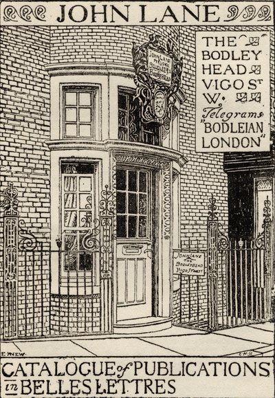 The Bodley Head Publishing House, ilustracja na okładce z Katalogu publikacji w Belles Lettres autorstwa English School