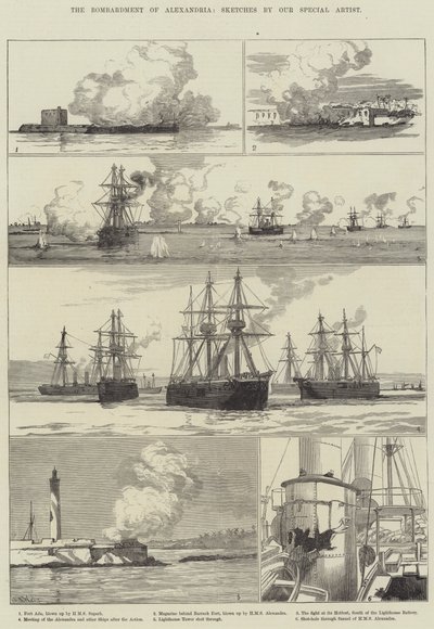 Bombardowanie Aleksandrii (rycina) autorstwa English School