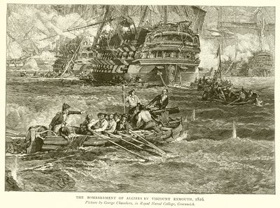 Bombardowanie Algieru przez wicehrabiego Exmouth, 1816 autorstwa English School