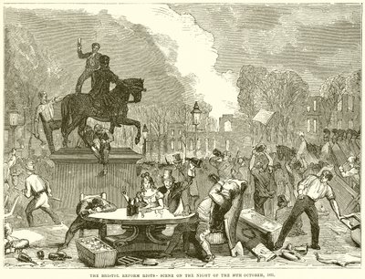 Scena zamieszek podczas reformy w Bristolu w nocy 30 października 1831 r. autorstwa English School
