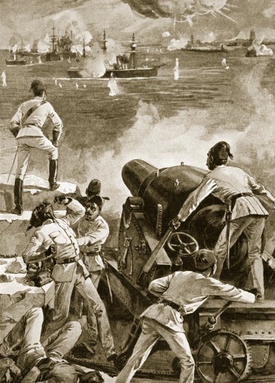 Flota Brytyjska bombarduje porty w Aleksandrii, 11 lipca 1882 r. autorstwa English School