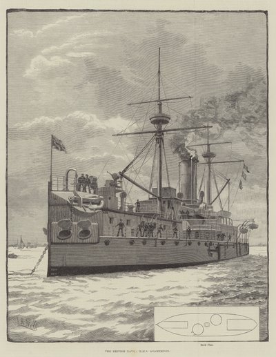 Brytyjska marynarka wojenna, HMS Agamemnon (grawerowanie) autorstwa English School