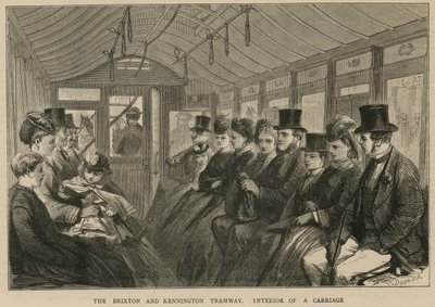 Tramwaj Brixton i Kennington - wnętrze wagonu autorstwa English School