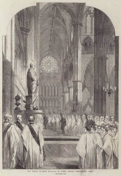 Pogrzeb Lorda Macaulay w Zakątku Poetów, Opactwo Westminsterskie (rycina) autorstwa English School