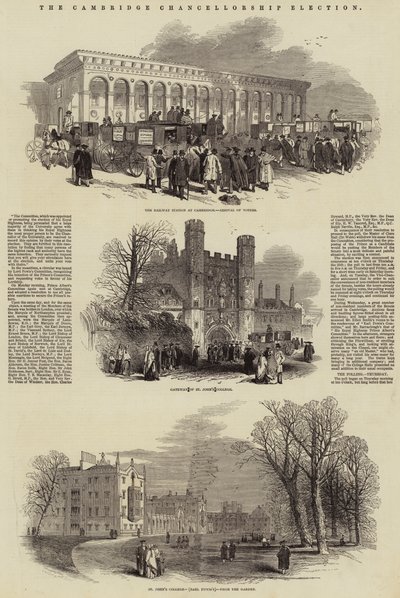 Wybory kanclerza Cambridge (grawerowanie) autorstwa English School
